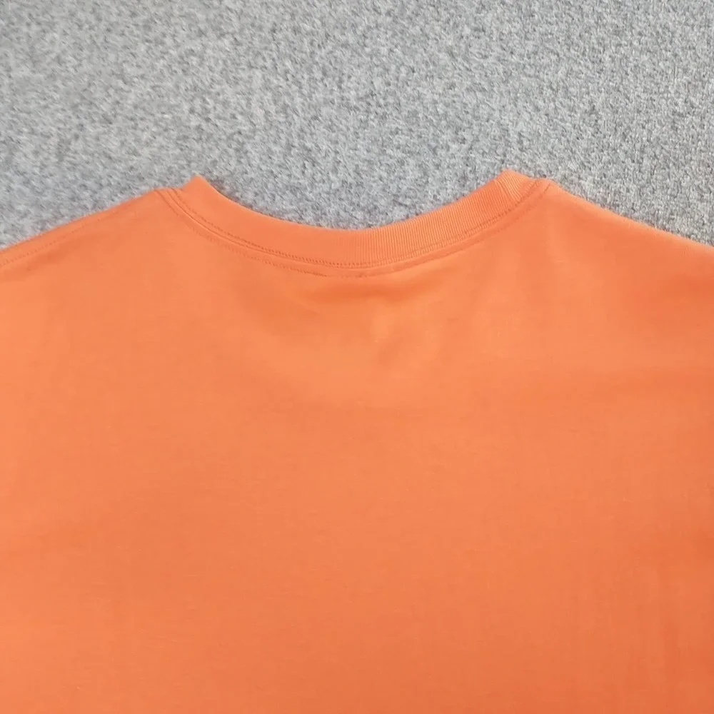 Hanes Heavyweight 50/50 Orange Short Sleeve T-Shirt Mens Large Solid Crewneck
